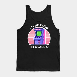 I'm not old, I'm Classic | Arcade | Retro Hardware | Vintage Sunset | Gamer girl | '80s '90s Video Gaming Tank Top